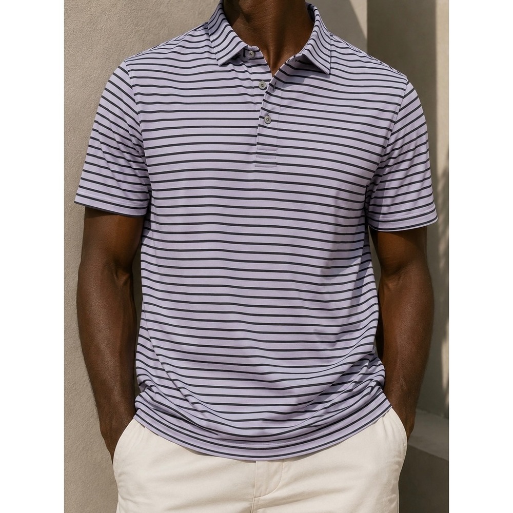 FootJoy Mens XL Striped Golf Polo Shirt Lavender Green ProDry YCC Logo Short Slv